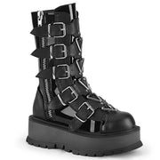 Demonia SLACKER-160 Mid-Calf Boot (Black Patent-Vegan Leather)