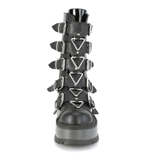 Demonia SLACKER-160 Mid-Calf Boot (Black Patent-Vegan Leather)
