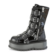 Demonia SLACKER-160 Mid-Calf Boot (Black Patent-Vegan Leather)