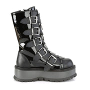 Demonia SLACKER-160 Mid-Calf Boot (Black Patent-Vegan Leather)