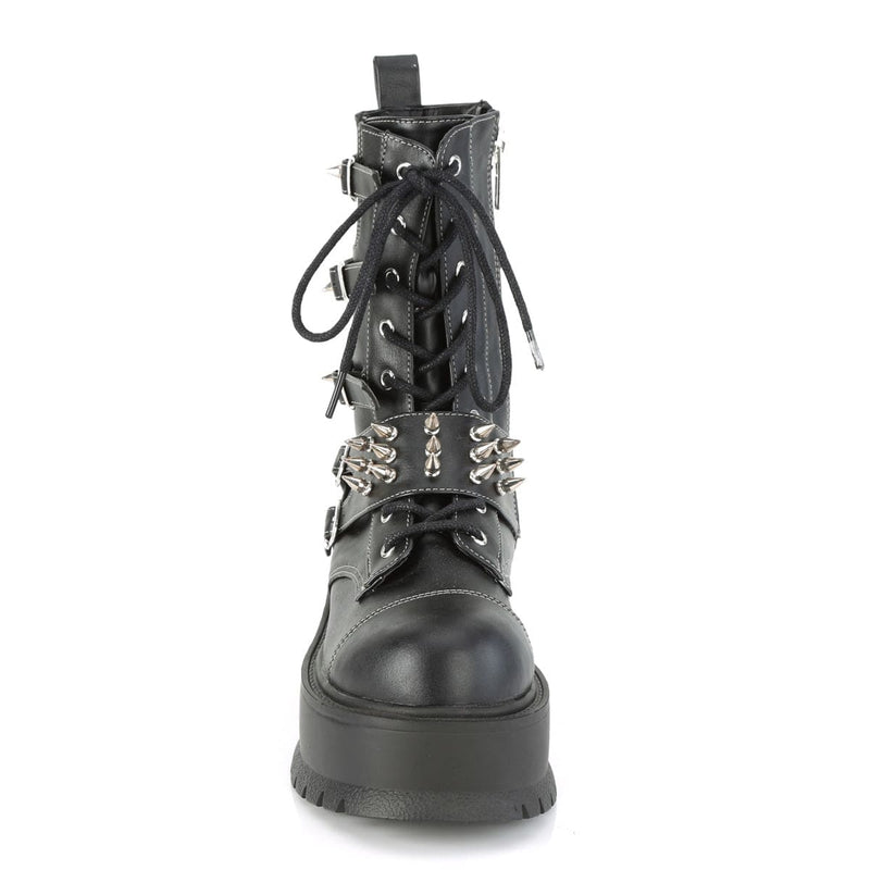 Demonia SLACKER-165 Mid-Calf Boot (Black Vegan Leather)
