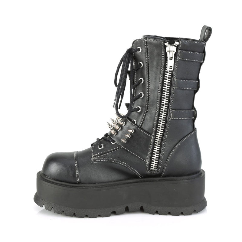 Demonia SLACKER-165 Mid-Calf Boot (Black Vegan Leather)