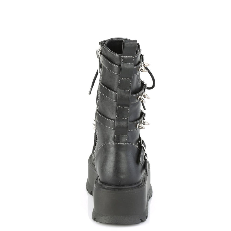 Demonia SLACKER-165 Mid-Calf Boot (Black Vegan Leather)