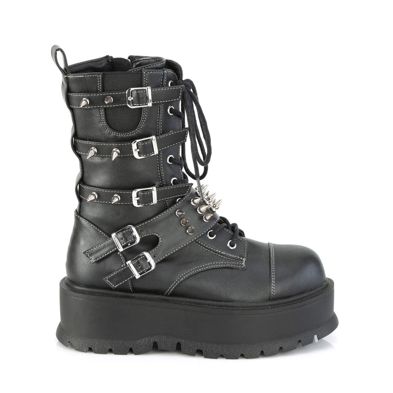 Demonia SLACKER-165 Mid-Calf Boot (Black Vegan Leather)