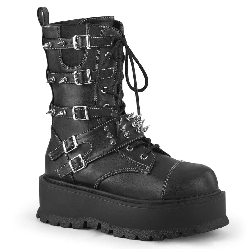 Demonia SLACKER-165 Mid-Calf Boot (Black Vegan Leather)
