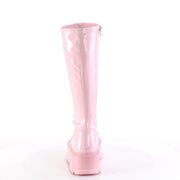 Demonia SLACKER-200 Knee High Boot (Baby Pink Holo Patent)
