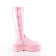 Demonia SLACKER-200 Knee High Boot (Baby Pink Holo Patent)