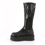 Demonia SLACKER-200 Knee High Boot (Black Stretch Vegan Leather)