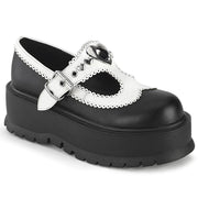 Demonia SLACKER-23 Mary Jane (Black-White Vegan Leather)