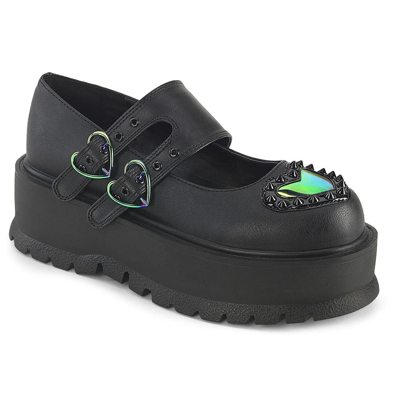 Demonia SLACKER-25 Mary Jane (Black Vegan Leather)