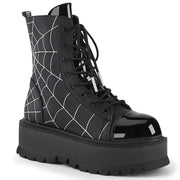Demonia SLACKER-88 Ankle Boot (Black Vegan Leather- Patent)