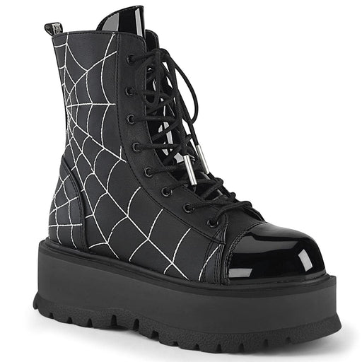 Demonia SLACKER-88 Ankle Boot (Black Vegan Leather- Patent)