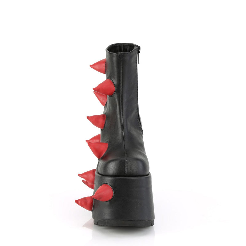 Demonia SLAY-77 Ankle Boot (Black-Red Vegan Leather)