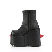 Demonia SLAY-77 Ankle Boot (Black-Red Vegan Leather)