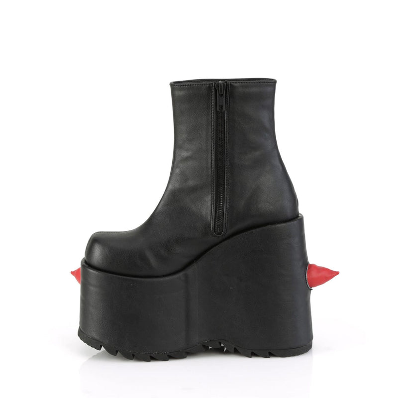 Demonia SLAY-77 Ankle Boot (Black-Red Vegan Leather)
