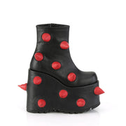 Demonia SLAY-77 Ankle Boot (Black-Red Vegan Leather)