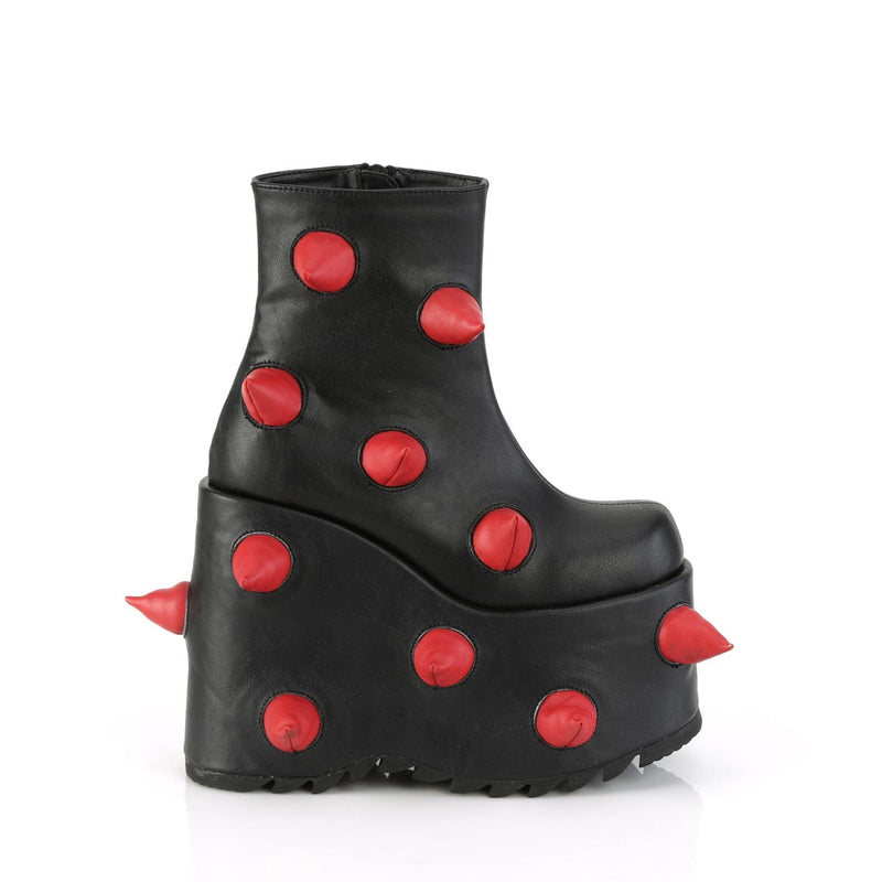 Demonia SLAY-77 Ankle Boot (Black-Red Vegan Leather)