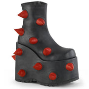 Demonia SLAY-77 Ankle Boot (Black-Red Vegan Leather)