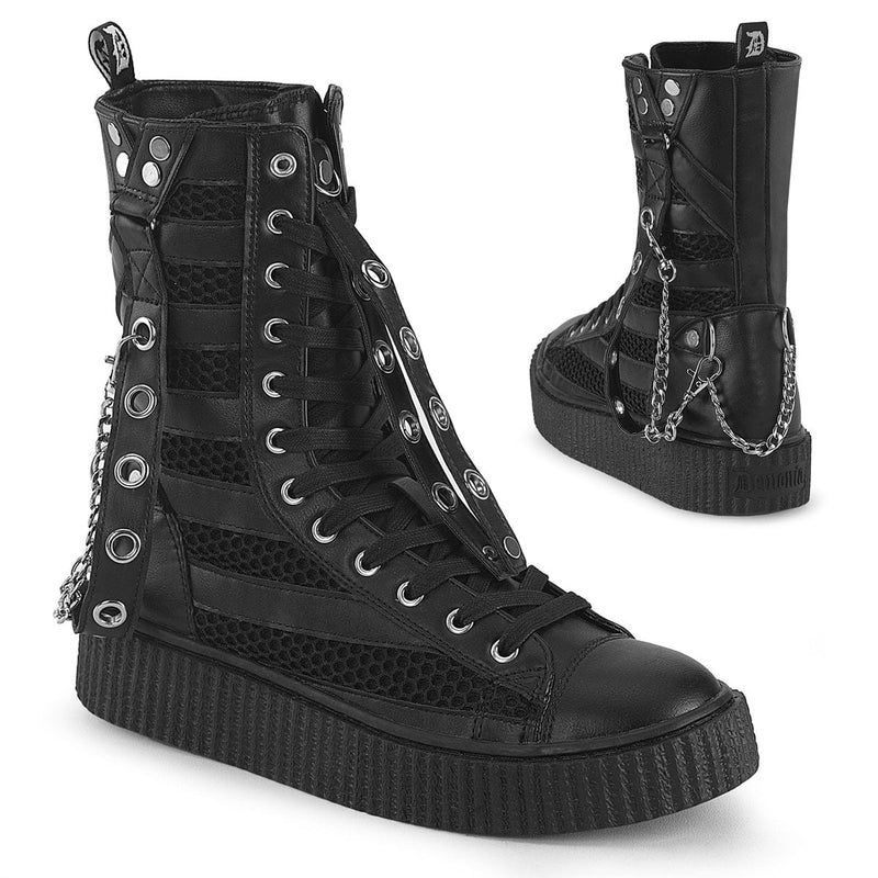 Demonia SNEEKER-325 Sneaker (Black Vegan Leather-Fishnet)