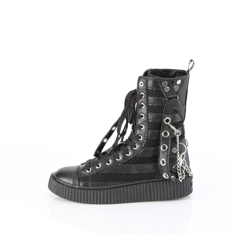Demonia SNEEKER-325 Sneaker (Black Vegan Leather-Fishnet)