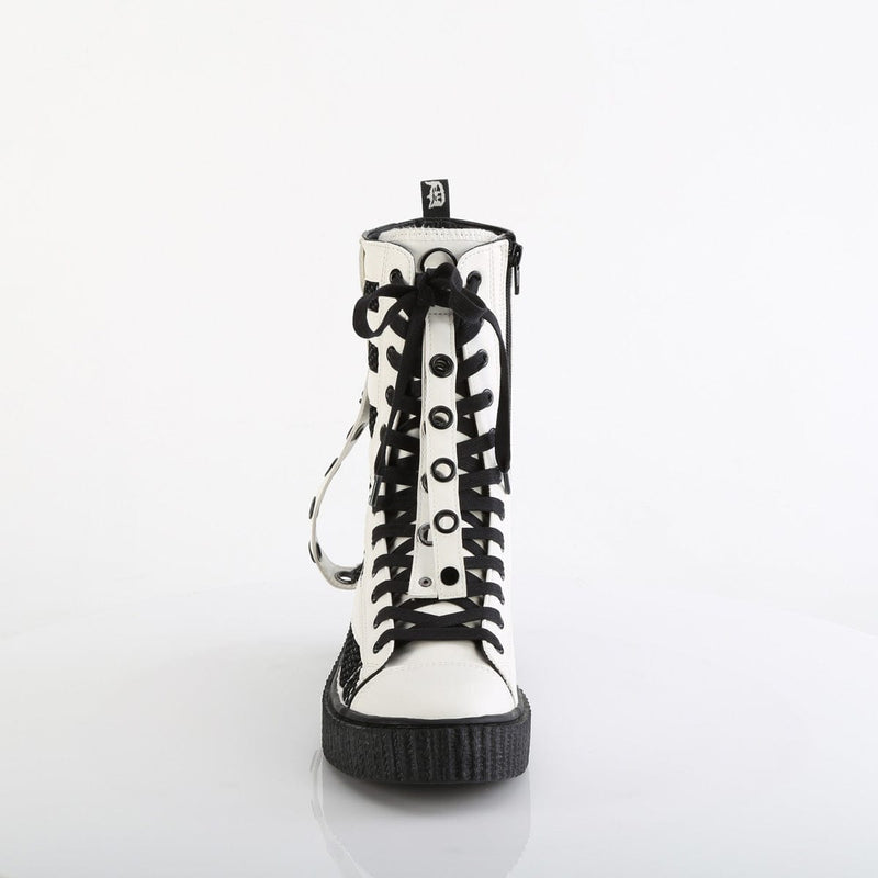 Demonia SNEEKER-325 Sneaker (White Vegan Leather-Fishnet)