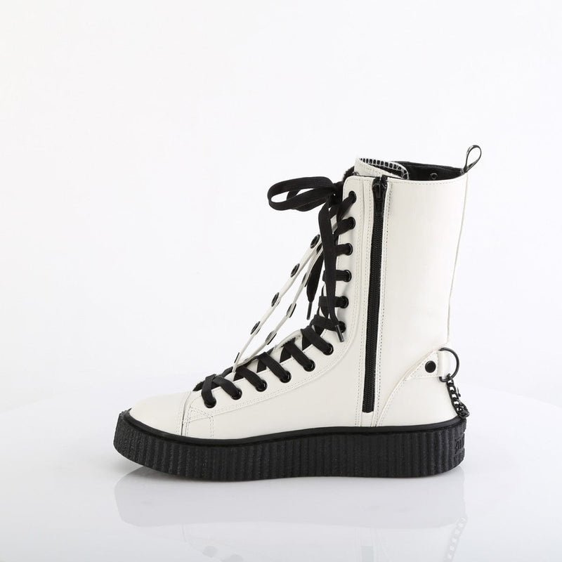 Demonia SNEEKER-325 Sneaker (White Vegan Leather-Fishnet)
