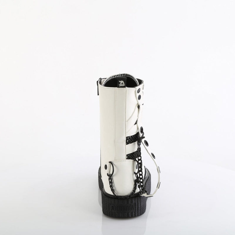 Demonia SNEEKER-325 Sneaker (White Vegan Leather-Fishnet)