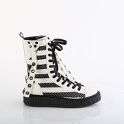 Demonia SNEEKER-325 Sneaker (White Vegan Leather-Fishnet)