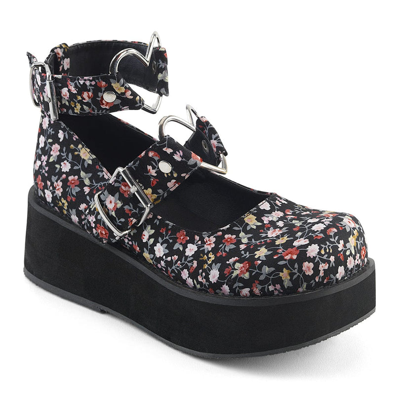 Demonia SPRITE-02 Mary Jane (Floral Fabric)