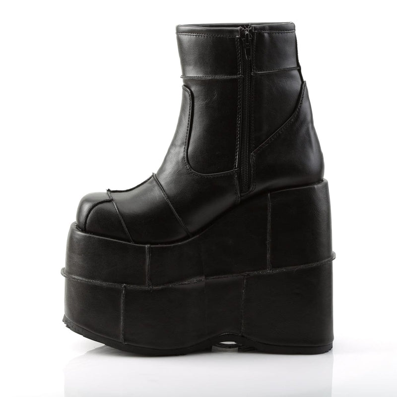Demonia STACK-201 Ankle Boot (Black Vegan Leather)
