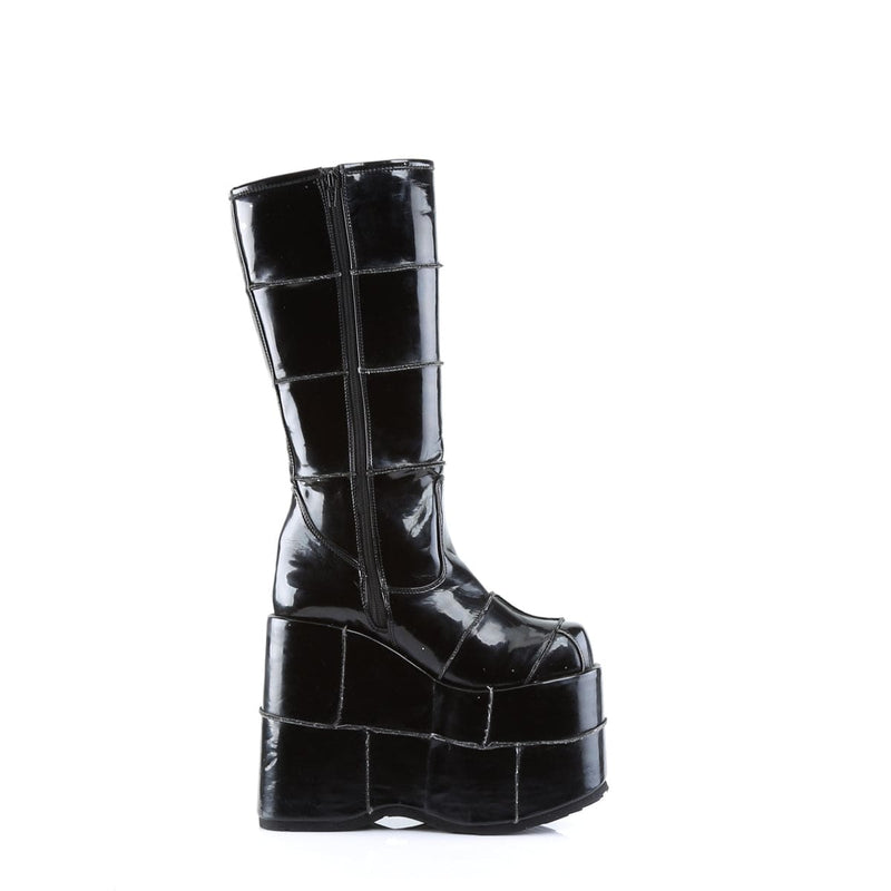Demonia STACK-301 Knee High Boot (Black Patent)