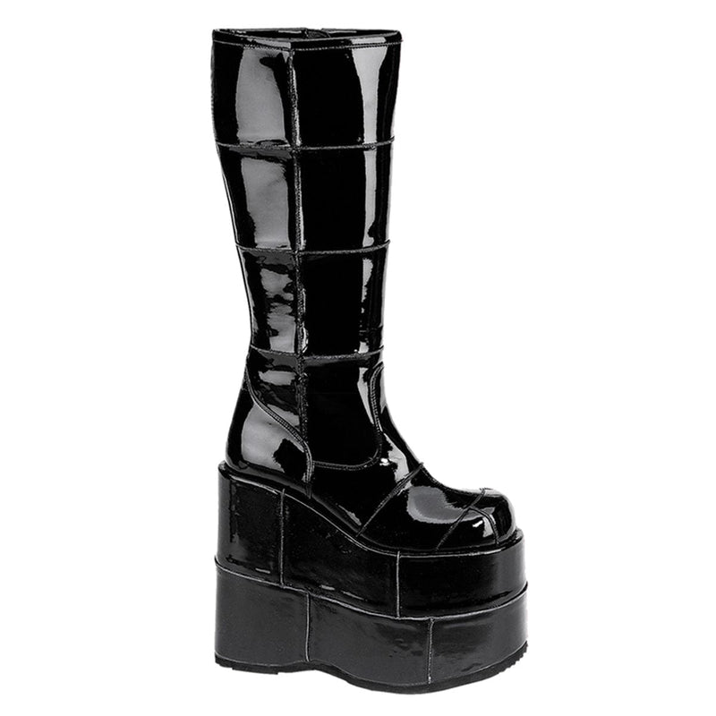 Demonia STACK-301 Knee High Boot (Black Patent)