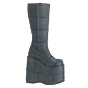 Demonia STACK-301 Knee High Boot (Black Vegan Leather)