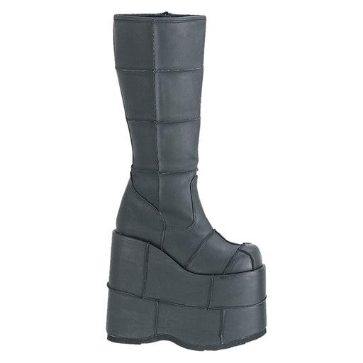 Demonia STACK-301 Knee High Boot (Black Vegan Leather)