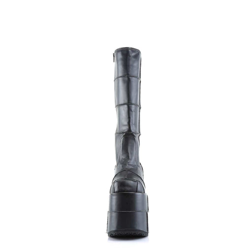 Demonia STACK-301 Knee High Boot (Black Vegan Leather)
