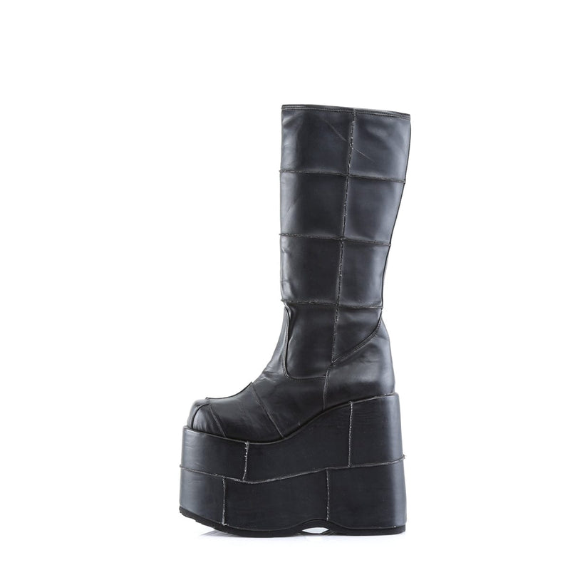 Demonia STACK-301 Knee High Boot (Black Vegan Leather)