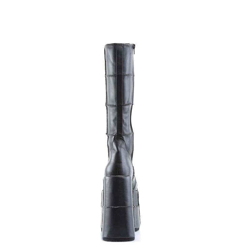 Demonia STACK-301 Knee High Boot (Black Vegan Leather)
