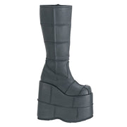 Demonia STACK-301 Knee High Boot (Black Vegan Leather)