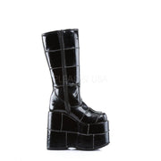 Demonia STACK-301 Knee High Boot (Black Vegan Leather)