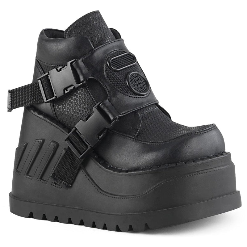 Demonia STOMP-15 Ankle Boot (Black Vegan Leather)