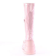Demonia STOMP-200 Knee High Boot (Baby Pink Hologram Stretch Patent)