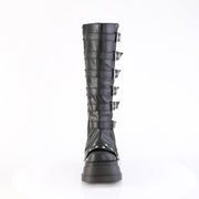 Demonia STOMP-223 Knee High Boot (Black Vegan Leather)
