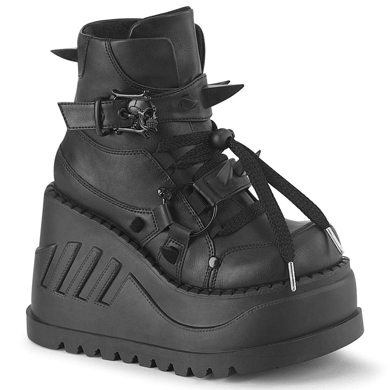 Demonia STOMP-60 Ankle Boot (Black Vegan Leather)
