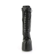Demonia SWING-150 Knee High Boot (Black Stretch Vegan Leather)
