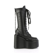 Demonia SWING-150 Knee High Boot (Black Stretch Vegan Leather)