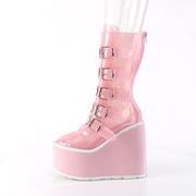 Demonia SWING-230C Mid-Calf Boot (Baby Pink TPU)