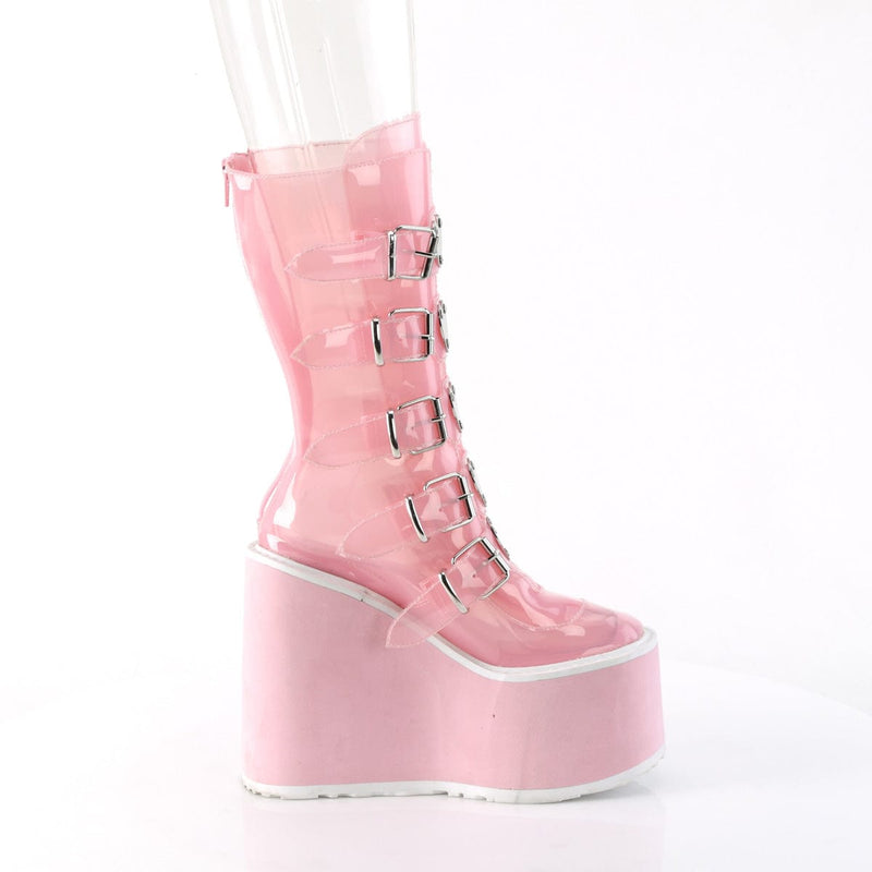 Demonia SWING-230C Mid-Calf Boot (Baby Pink TPU)