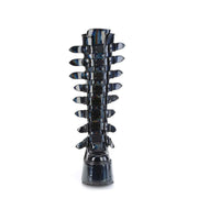 Demonia SWING-815 Knee High Boot (Black Holographic Patent)