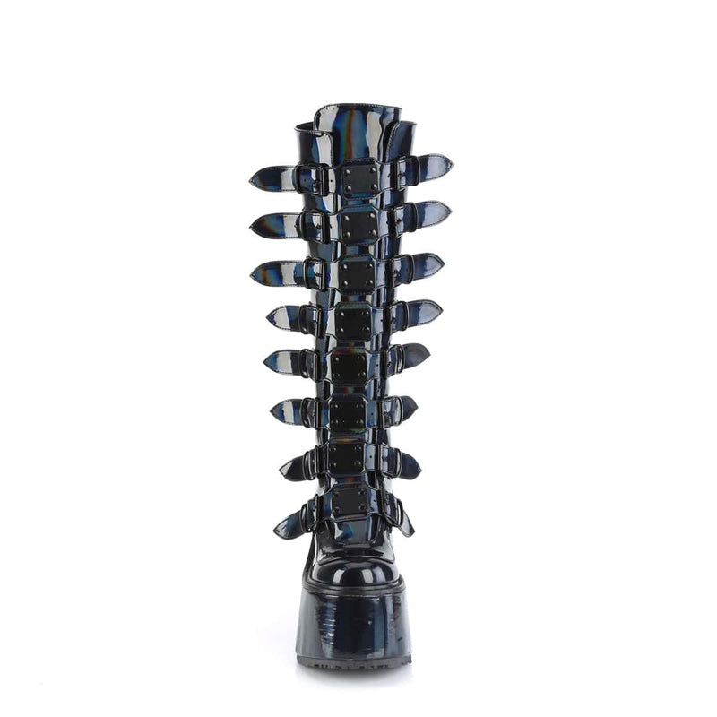 Demonia SWING-815 Knee High Boot (Black Holographic Patent)