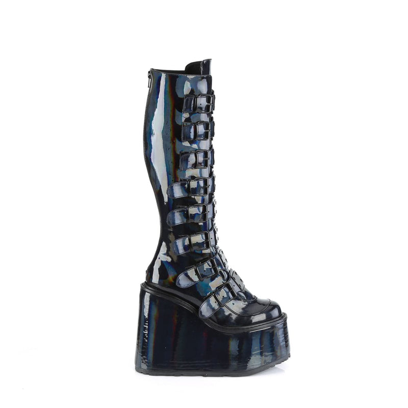 Demonia SWING-815 Knee High Boot (Black Holographic Patent)